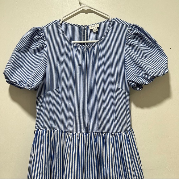 J.Crew Cotton-blend Poplin Puff-sleeve Tiered Midi Dress size 6 - Picture 3 of 11
